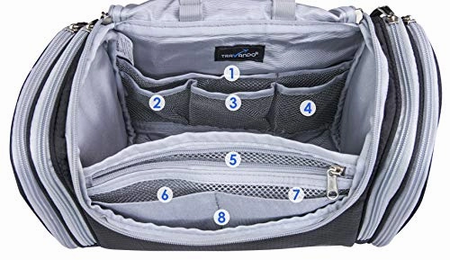 TRAVANDO XXL Toiletry Bag for Women"MAXI" with Hanging Hook - Large Wash Bag - Many Pockets - Travel Set, Travel Toiletry Kit Cosmetics Makeup Big Toilet Organizer Suitcase Luggage (Black)