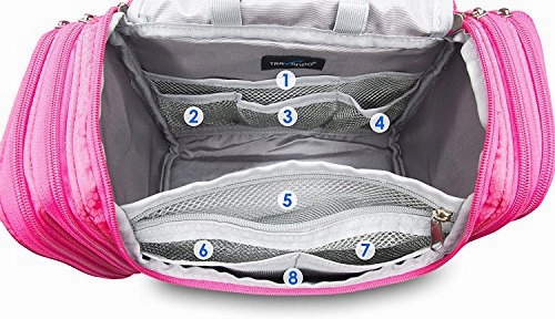TRAVANDO XXL Toiletry Bag for Women"MAXI" with Hanging Hook - Large Wash Bag - Many Pockets - Travel Set, Travel Toiletry Kit Cosmetics Makeup Big Toilet Organizer Suitcase Luggage