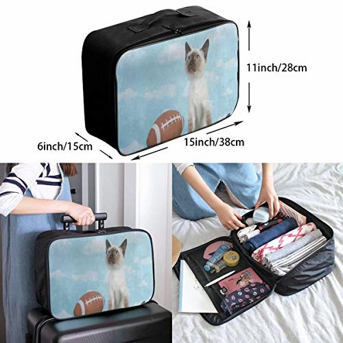 Travel Bags Hipster Cat Kitten Green Grass Football Portable Foldable Fantastic Trolley Handle Luggage Bag