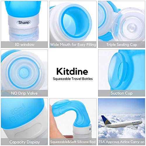 Travel Bottles Set - Kitdine Bpa Free Leak Proof Tsa Airline Approved Silicone Squeezable And