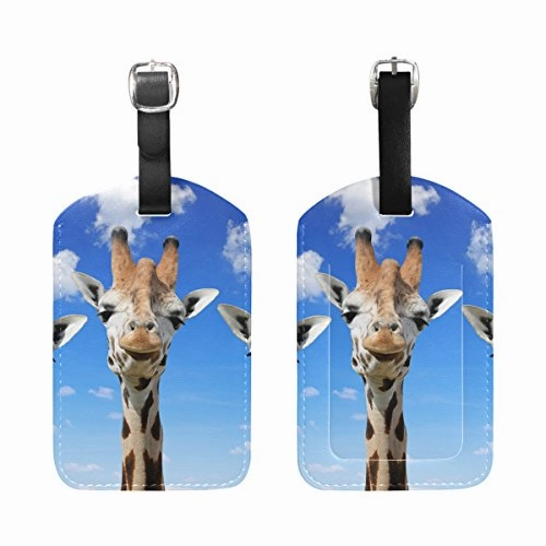 Travel Luggage Tag Funny Giraffes Pu Leather Baggage Suitcase Tag Name Address Id Label 1 Piece