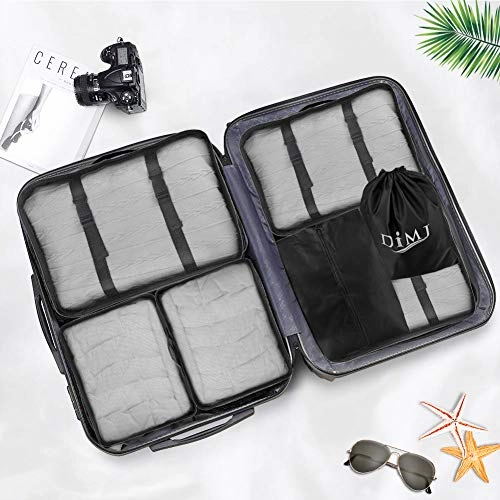 Travel Packing Cubes, 9 PCS Travel Organizer Set Foldable Luggage Bags Lightweight Travel Storage Pouch with Cable Storage Bag (black)