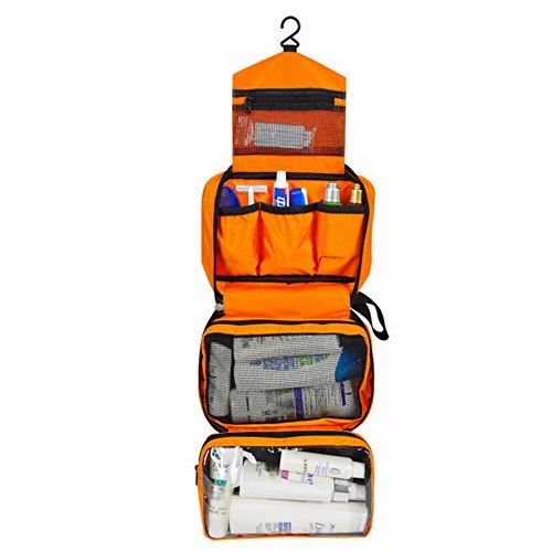 Travel Toiletry Bag - Compartments Portable And Folding Cosmetic Bags With Hook Organizer Bags