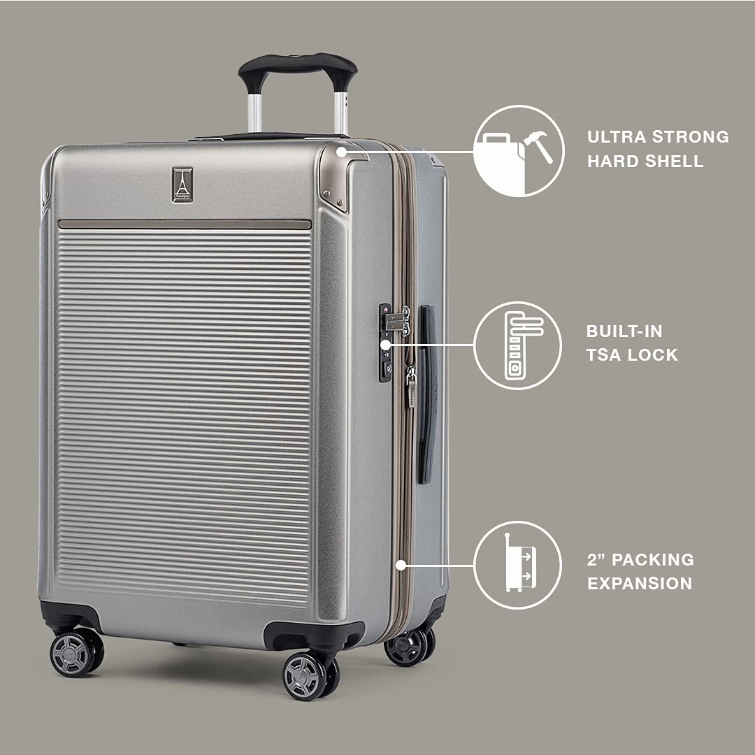 Travelpro Platinum Elite Checked Medium 25-Inch Hardside Expandable Spinner Wheel Luggage TSA Lock Hard Shell Polycarbonate Suitcase