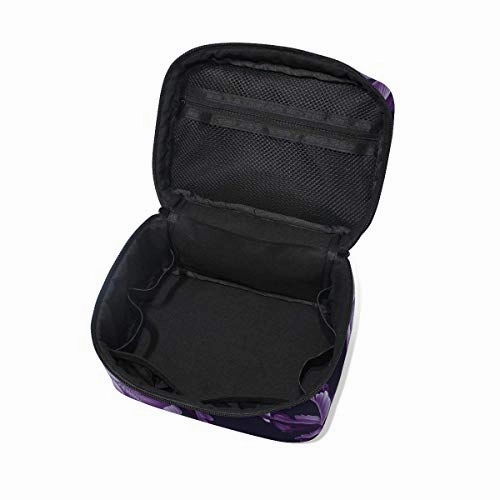 Tropical Poppy Flowers Leaf Portable Cosmetic Toiletry Bags Large Makeup Travel Bags with Handle 9"