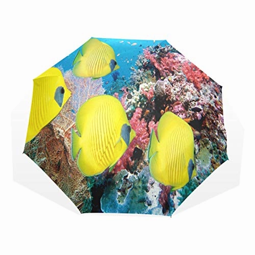 Umbrella Underwater World Of Tropical Fish Travel Golf Sun Rain Windproof umbrellas with UV
