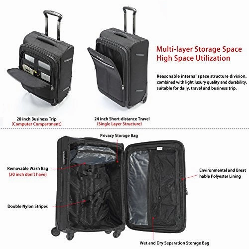Unitravel Expandable Luggage Lightweight Suitcase Spinner Wheels 20?Carry On