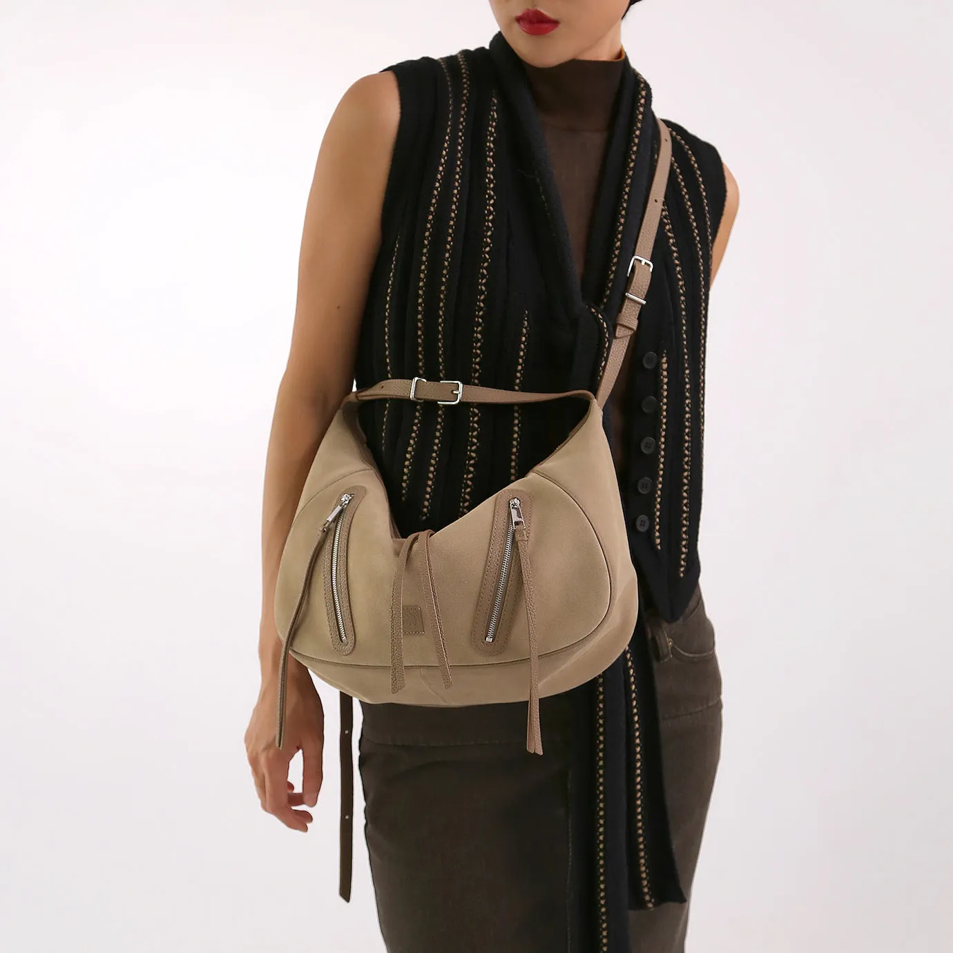 Ursula V11 2-Way Drape Hobo / Crossbody Bag - Black