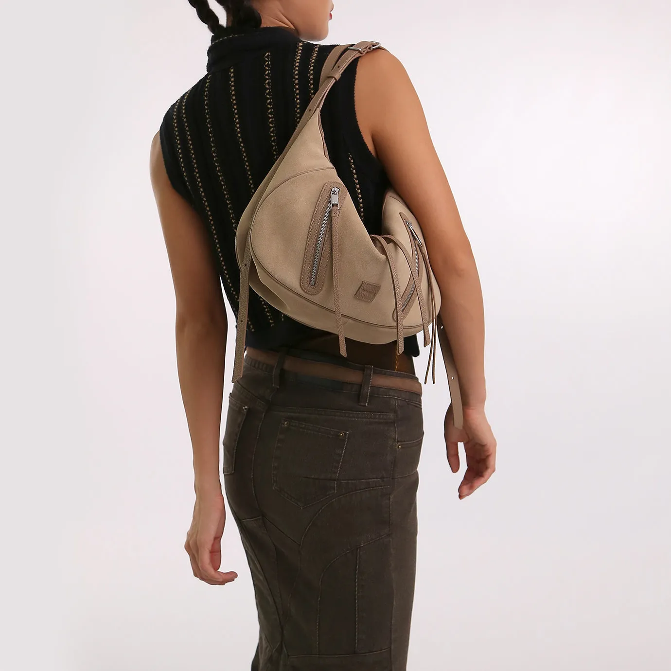 Ursula V11 2-Way Drape Hobo / Crossbody Bag - Black