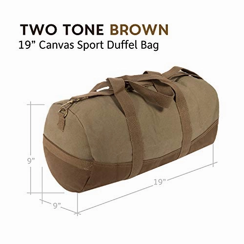 USMC Semper Fidelis Marine Corp Two Tone Brown Canvas 19 inch Duffle Bag