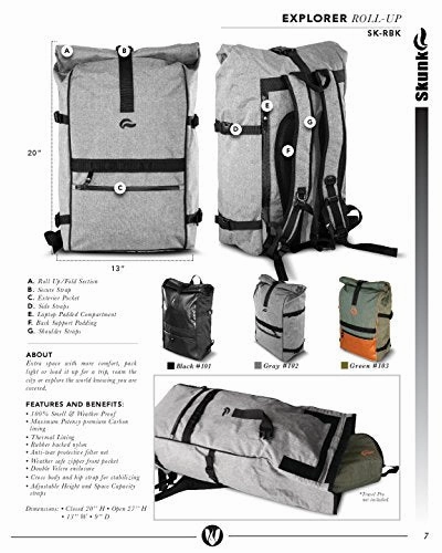 Vatra Skunk Rollup Backpack Gray - Smell Proof - Water Proof