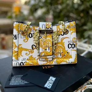 VERSACE Cross Shoulder Bag ?C Premium Women Bag (White/Yellow)