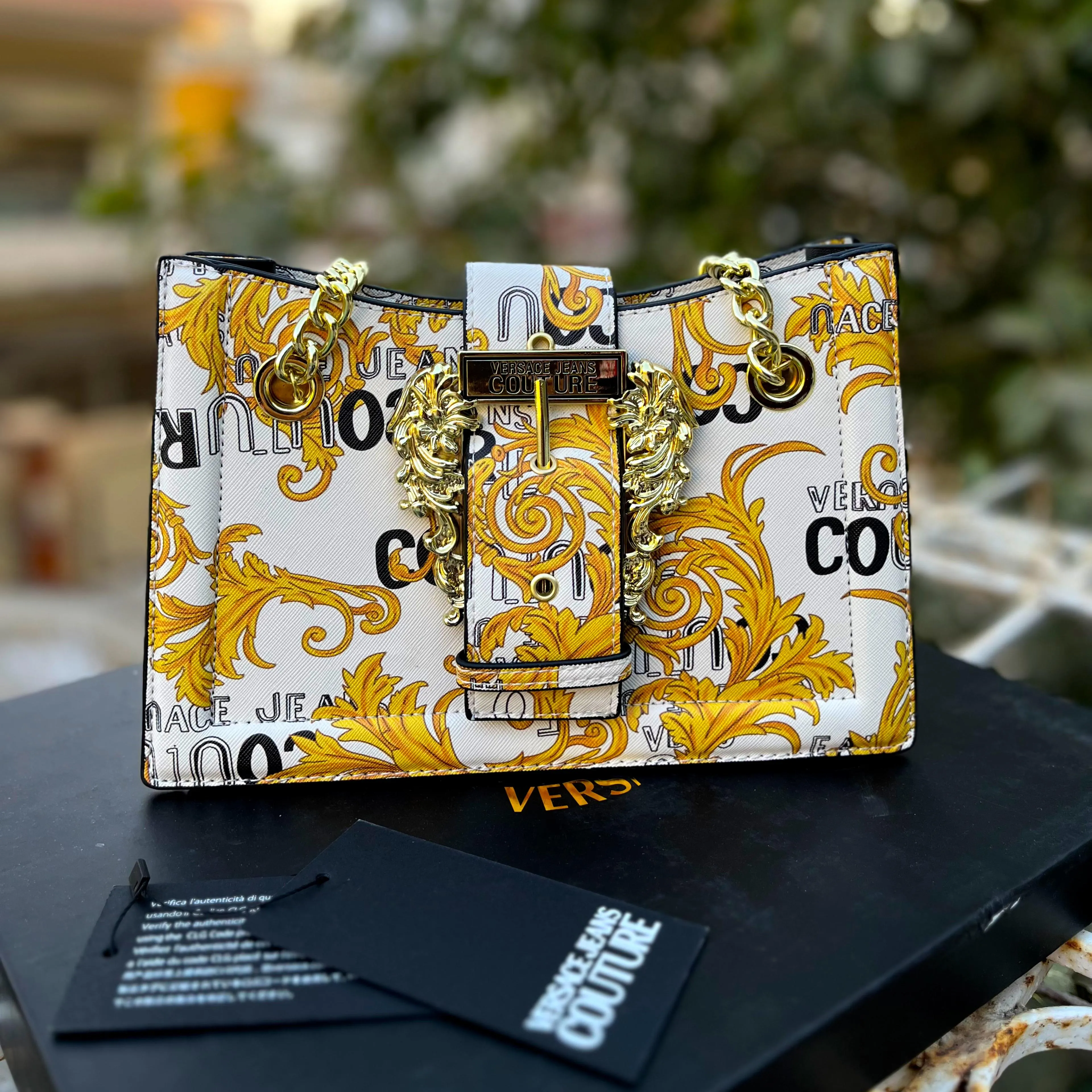 VERSACE Cross Shoulder Bag ?C Premium Women Bag (White/Yellow)