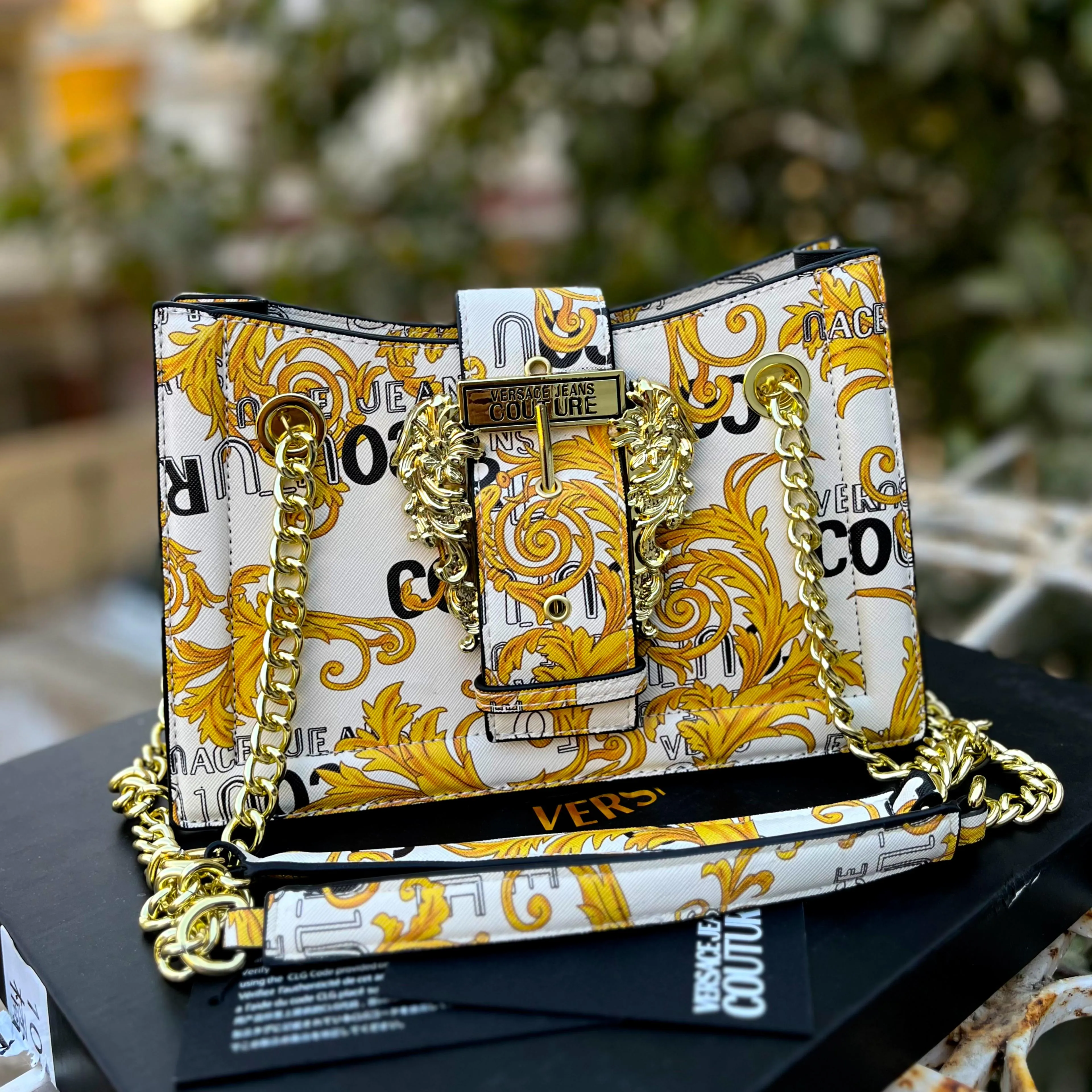 VERSACE Cross Shoulder Bag ?C Premium Women Bag (White/Yellow)