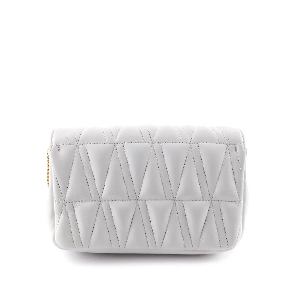 Versace White Quilted Lambskin Virtus Mini Shoulder Bag