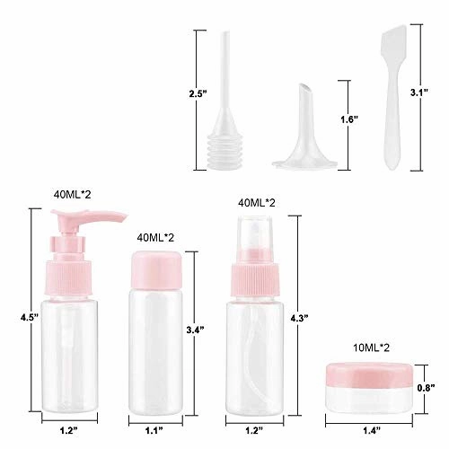 Vitog Travel Bottles Kit, TSA Approved Leak Proof Portable Toiletry Containers Set, Clear BPA Free PET Cosmetic Containers for Lotion, Shampoo, Cream, Soap, Set of 11