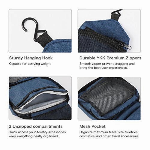 Vivefox Premium Hanging Toiletry Bag, Women & Men Travel Kit Cosmetic Make Up Bag Case Organizer,