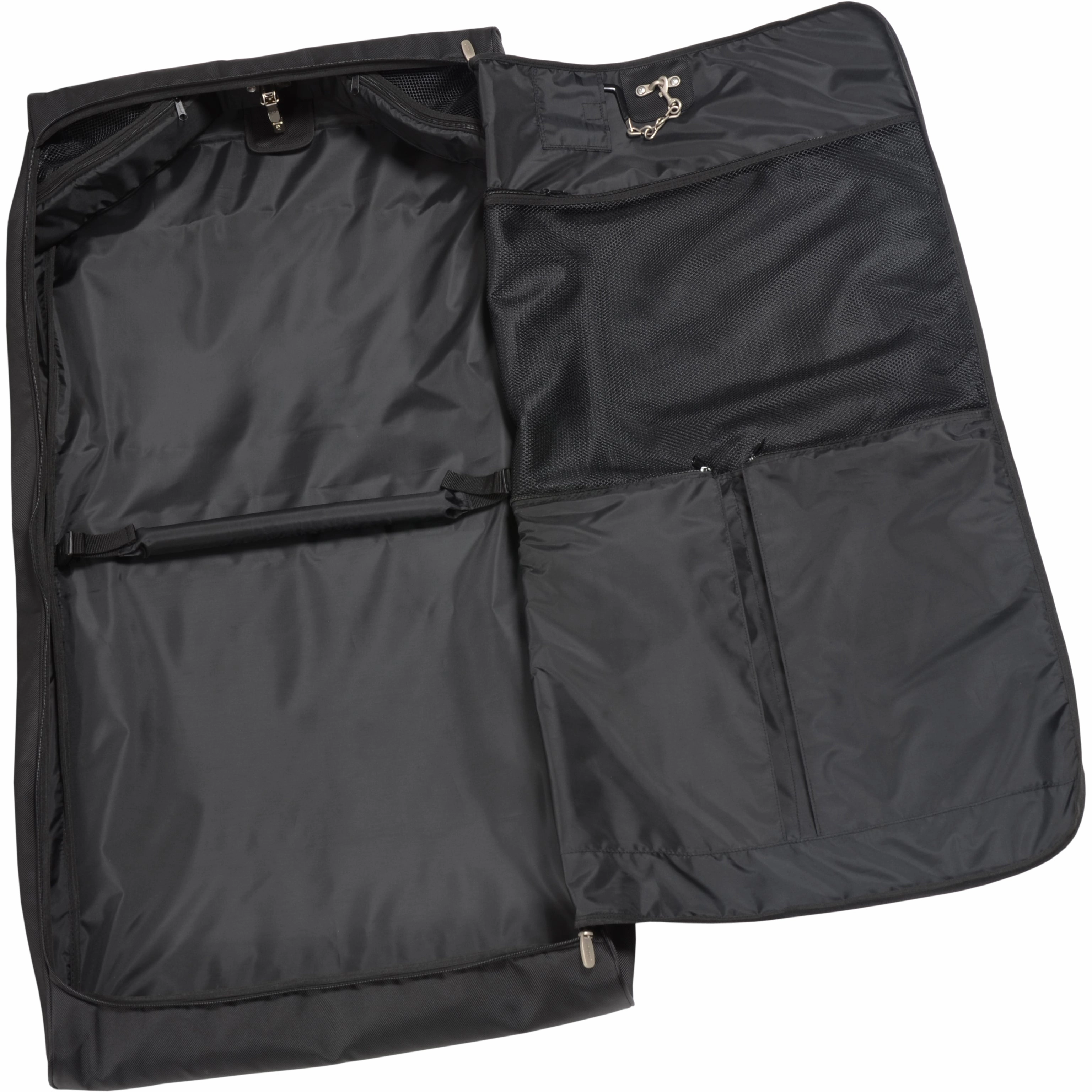 WallyBags 45" Premium Framed Garment Bag with shoulder strap and multiple pockets