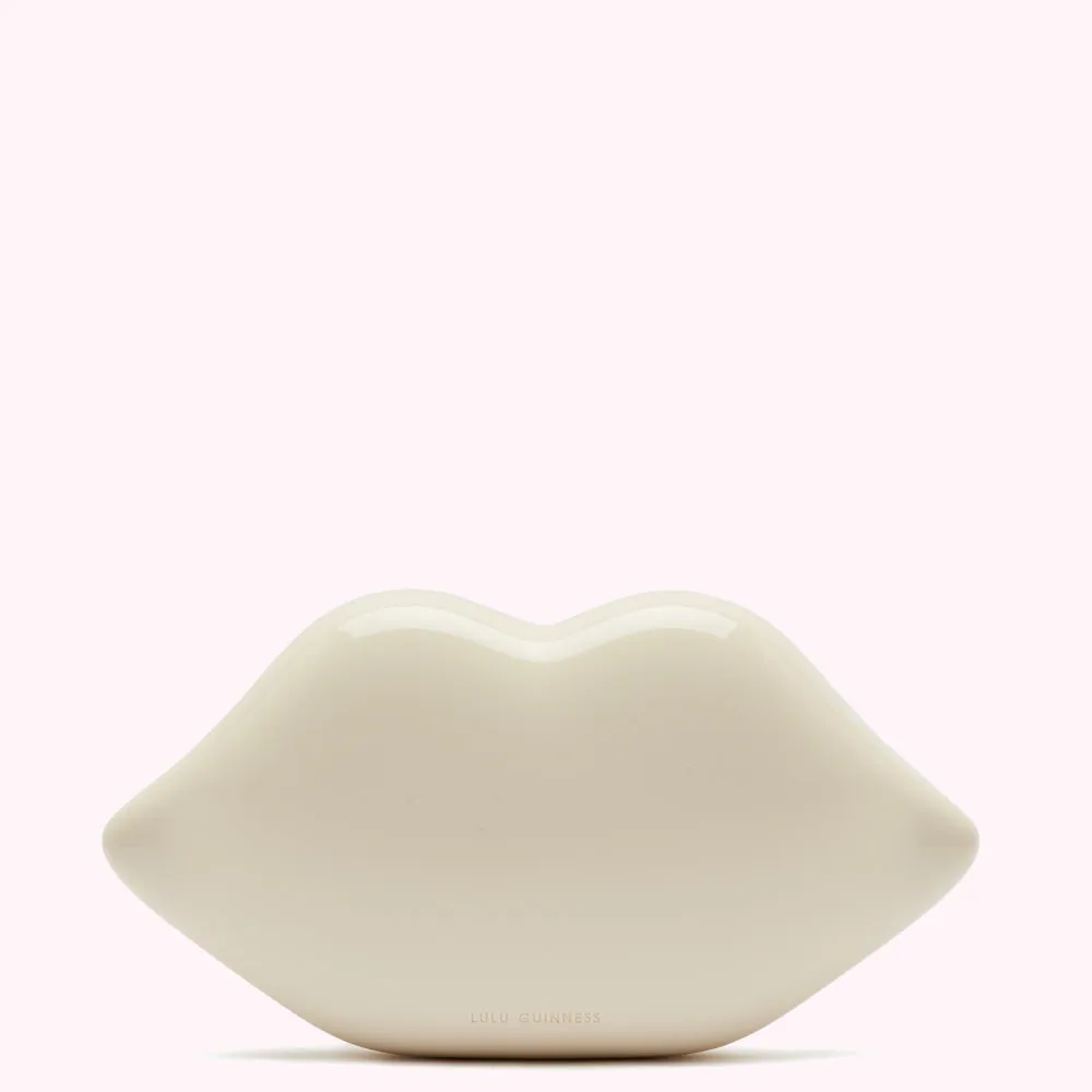 WHITE NEUTRAL MEDIUM LIPS CLUTCH BAG