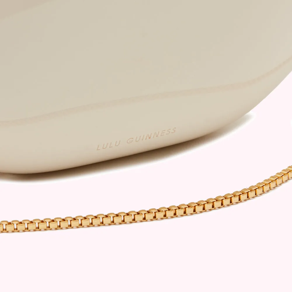 WHITE NEUTRAL MEDIUM LIPS CLUTCH BAG