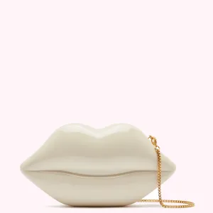 WHITE NEUTRAL MEDIUM LIPS CLUTCH BAG