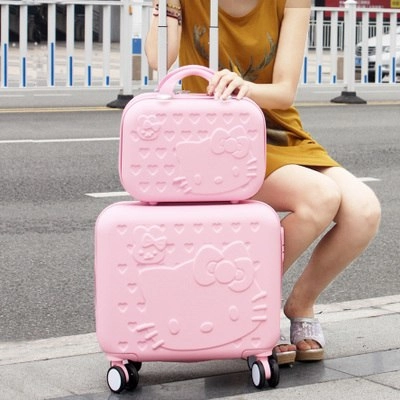 Wholesale!Girls Cute 14 16 Abs Hello Kitty Travel Luggage Sets,High Quality Female Lovely Travel