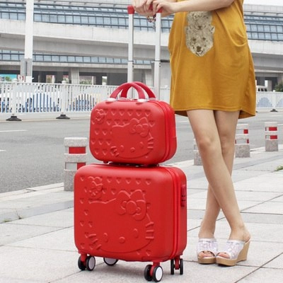 Wholesale!Girls Cute 14 16 Abs Hello Kitty Travel Luggage Sets,High Quality Female Lovely Travel