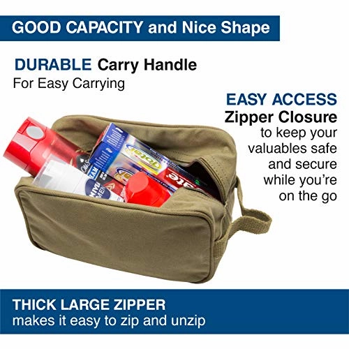 Willys Jeep Freedom Stars Military Canvas Shower Kit Travel Toiletry Bag Case in Olive & Black