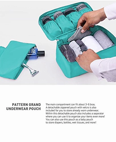 WOSON Portable Multi-Functional Travel Bra Organizer Waterproof Zip Underwear Packing Cubes