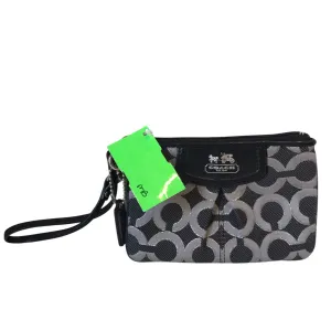 Wristlet Designer By Coach In Black & Silver, Size:Small