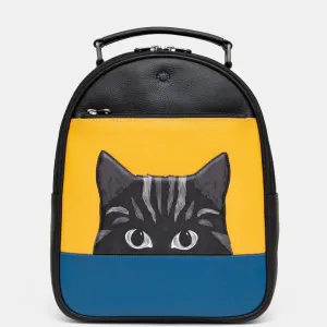 Yoshi Leather Colour Block Cat Backpack