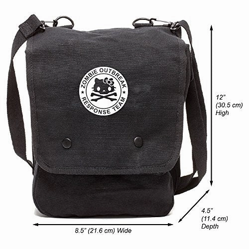 Zombie Outbreak Response Team Hello Kitty Crossbody Travel Map Bag Black & White
